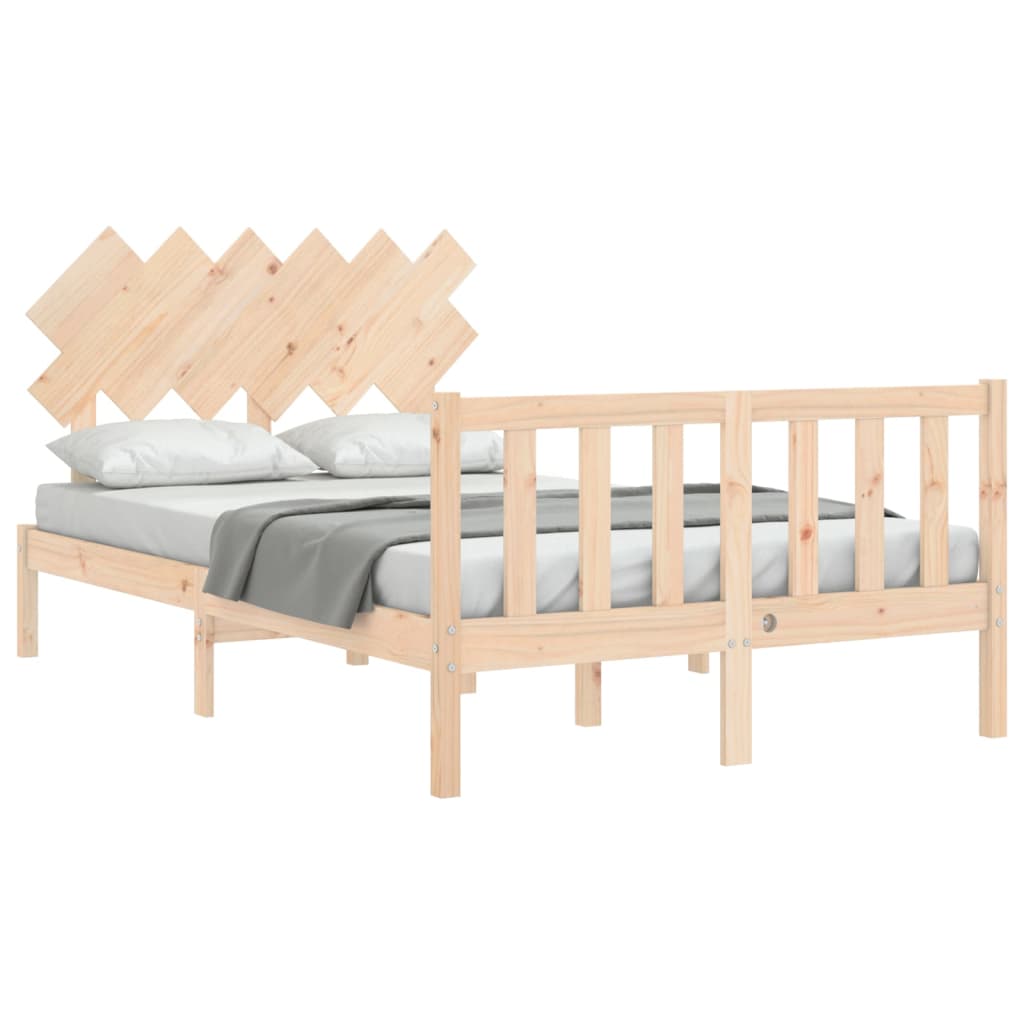 vidaXL Estructura de cama de matrimonio con cabecero madera maciza