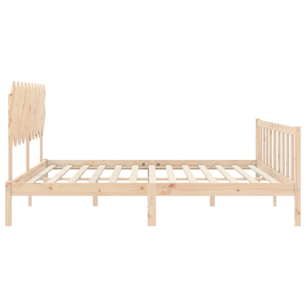 vidaXL Estructura de cama de matrimonio con cabecero madera maciza