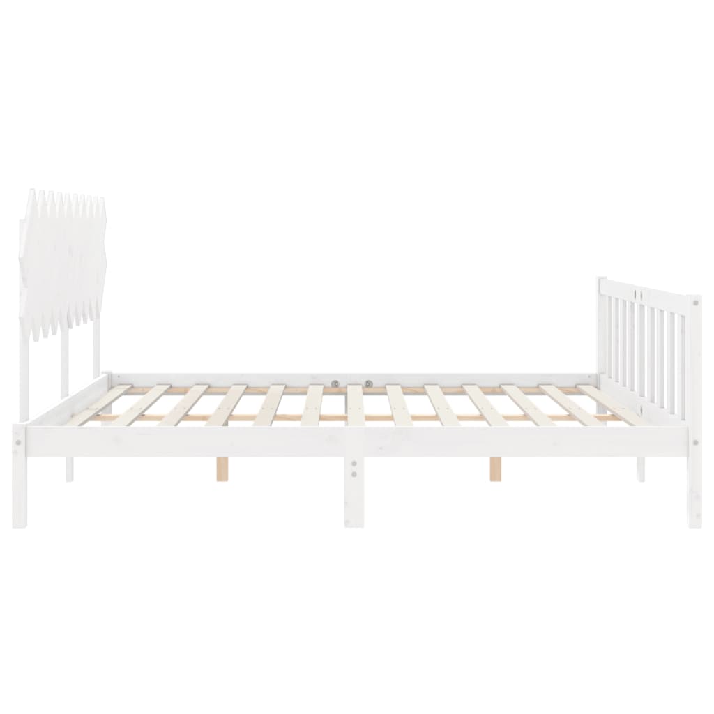 vidaXL Estructura cama de matrimonio con cabecero madera maciza blanco