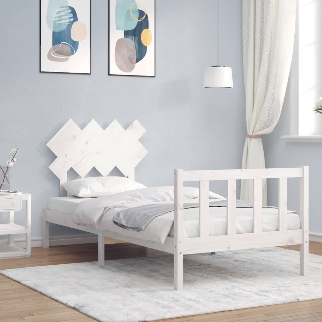 vidaXL Estructura de cama sin colchón madera de pino blanca 90x200 cm