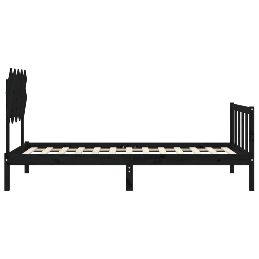 vidaXL Estructura de cama con cabecero madera maciza negro 100x200 cm