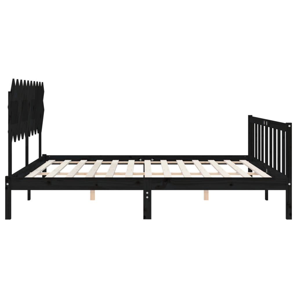 vidaXL Estructura de cama con cabecero madera maciza negro 120x200 cm