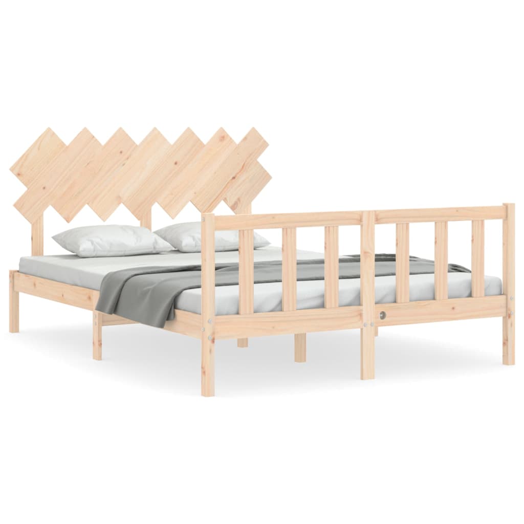 vidaXL Estructura de cama de matrimonio con cabecero madera maciza