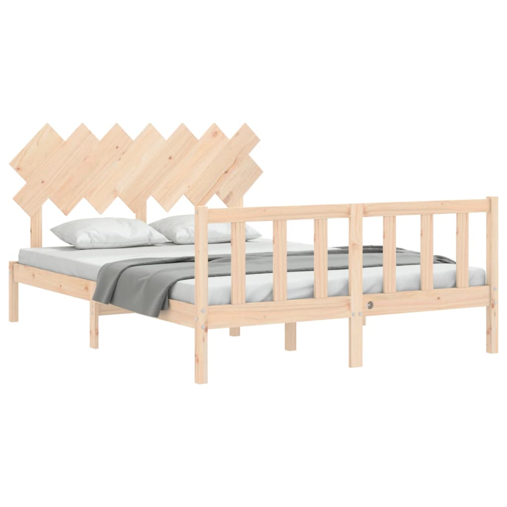 vidaXL Estructura de cama de matrimonio con cabecero madera maciza