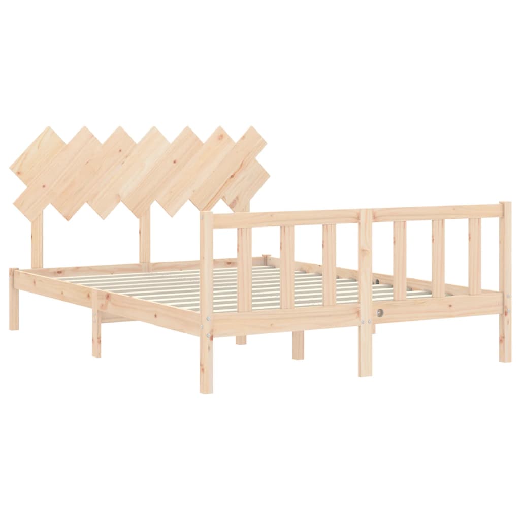 vidaXL Estructura de cama de matrimonio con cabecero madera maciza