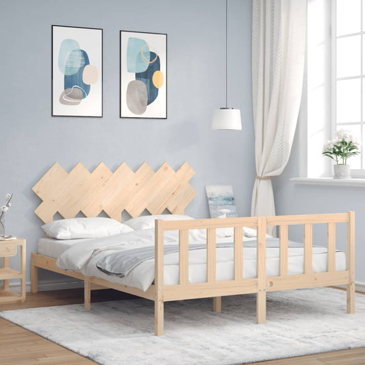 vidaXL Estructura de cama de matrimonio con cabecero madera maciza