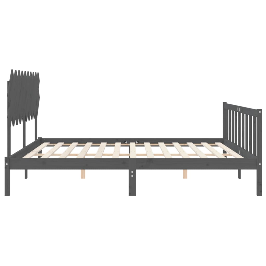 vidaXL Estructura de cama con cabecero madera maciza gris 200x200 cm