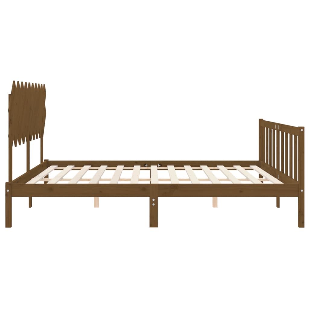 vidaXL Estructura cama y cabecero madera maciza marrón miel 200x200 cm