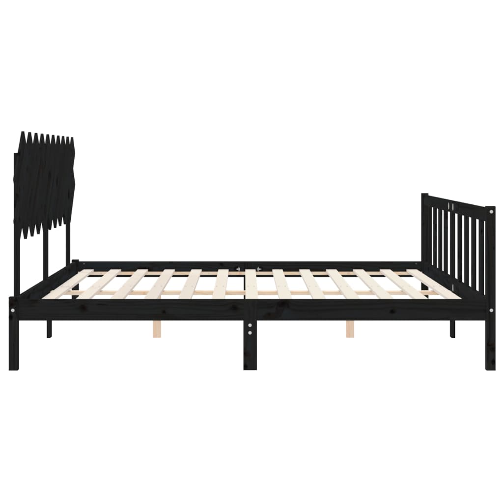 vidaXL Estructura de cama con cabecero madera maciza negro 200x200 cm