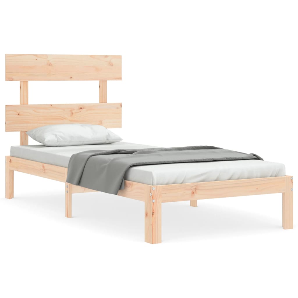 vidaXL Estructura de cama individual con cabecero madera maciza