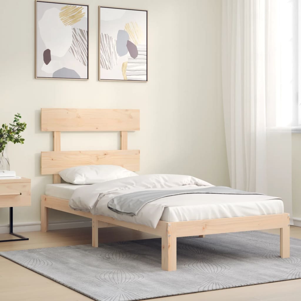 vidaXL Estructura de cama individual con cabecero madera maciza