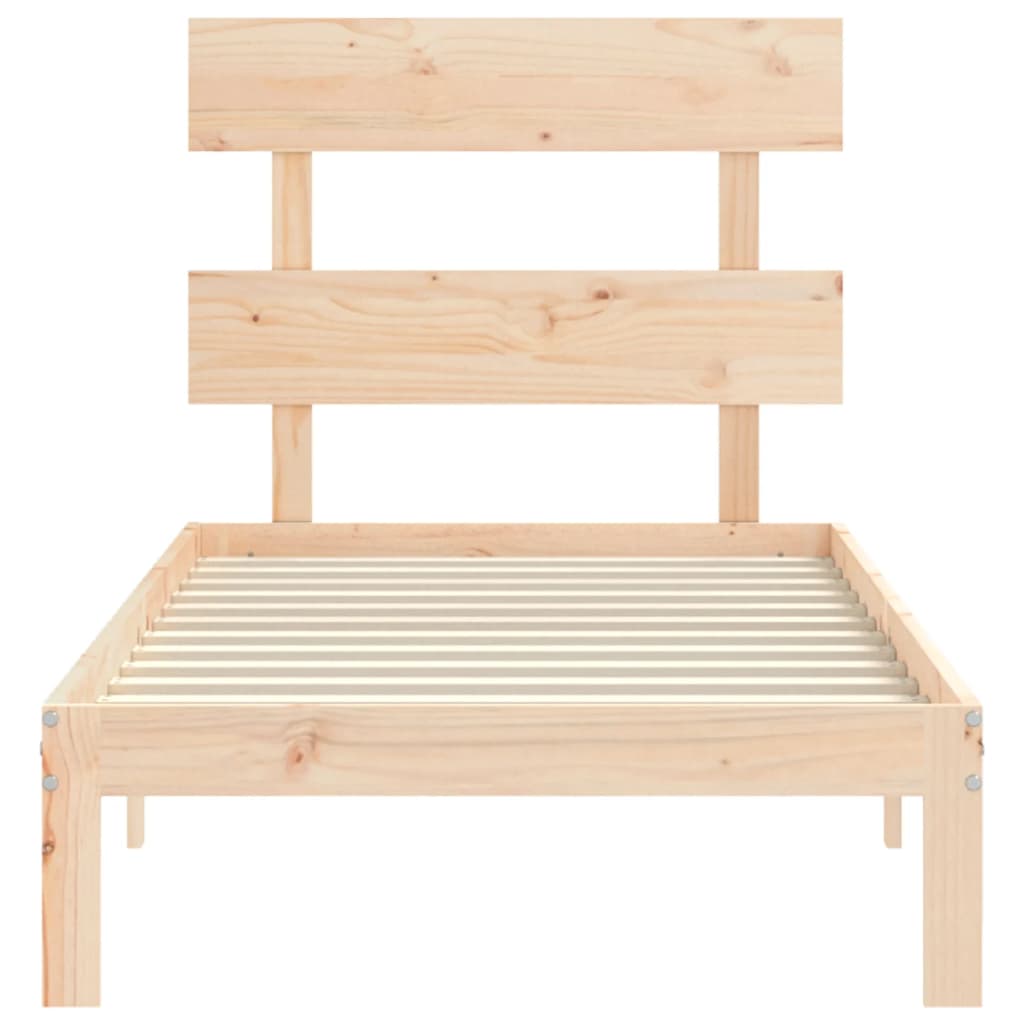 vidaXL Estructura de cama individual con cabecero madera maciza