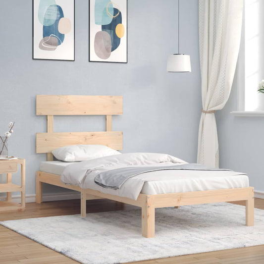 vidaXL Estructura de cama individual con cabecero madera maciza