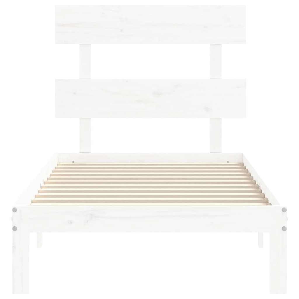 vidaXL Estructura de cama con cabecero madera maciza blanco