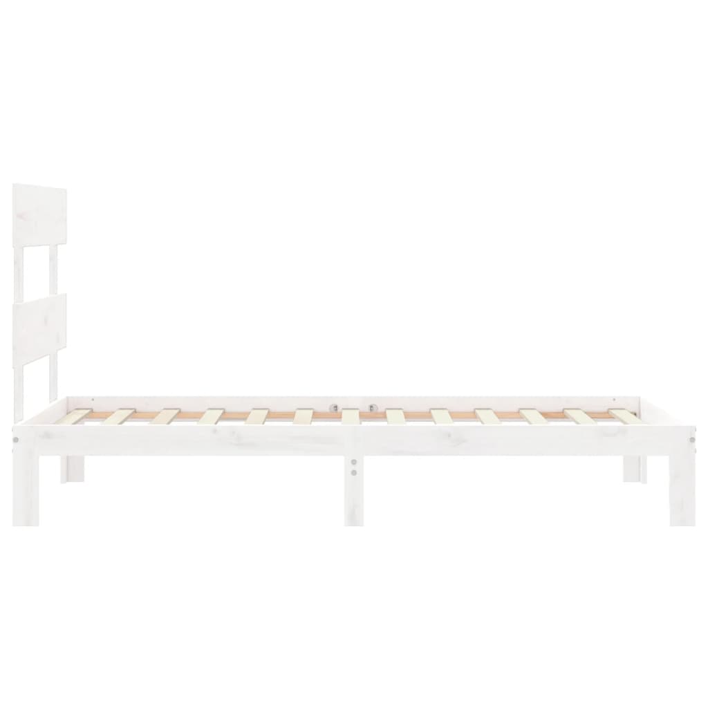 vidaXL Estructura de cama con cabecero madera maciza blanco