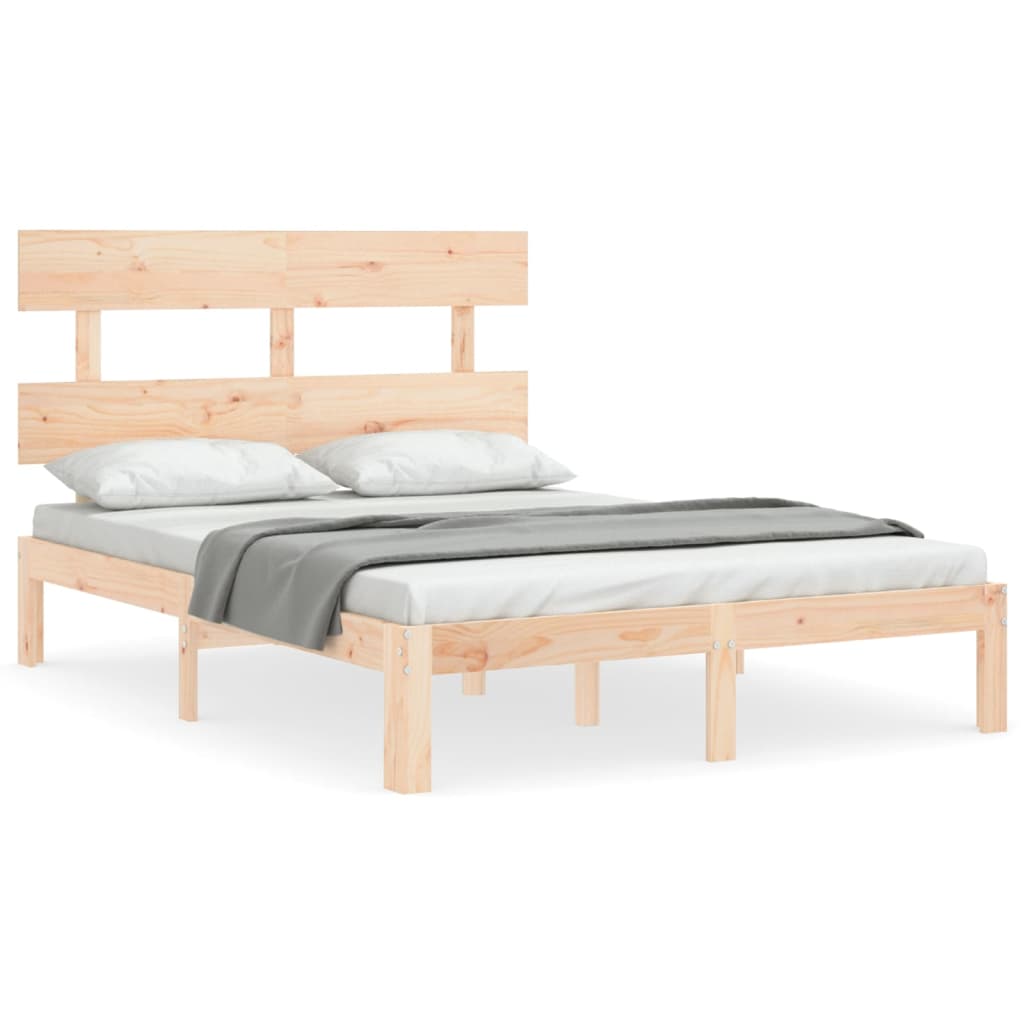 vidaXL Estructura de cama de matrimonio con cabecero madera maciza