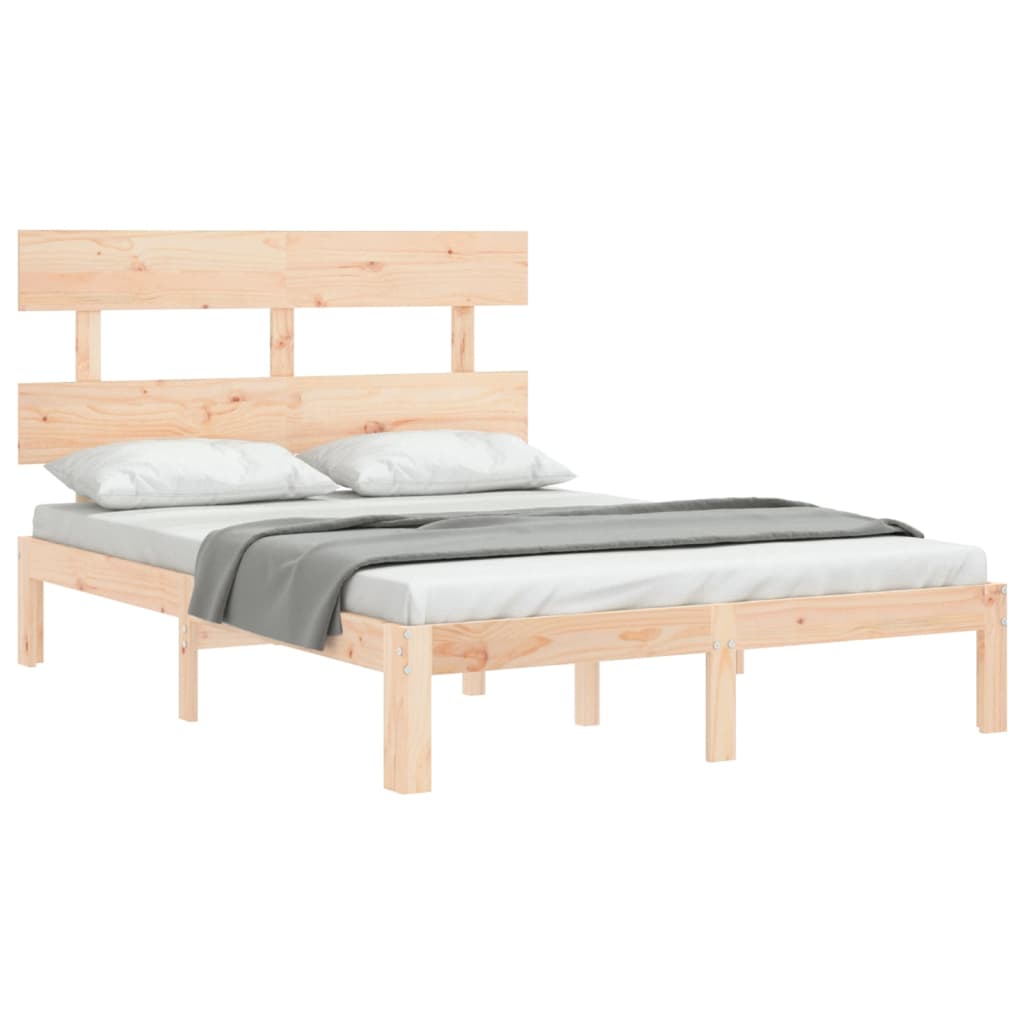 vidaXL Estructura de cama de matrimonio con cabecero madera maciza