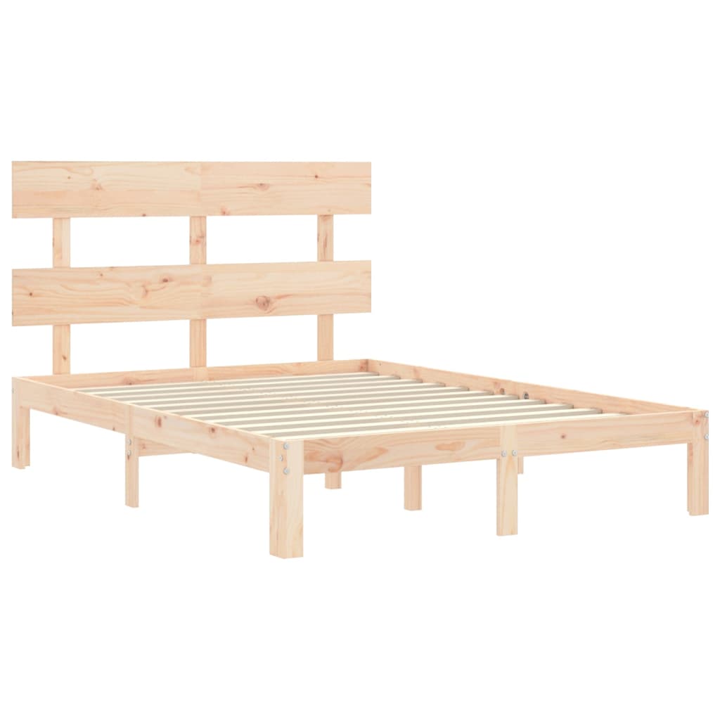 vidaXL Estructura de cama de matrimonio con cabecero madera maciza