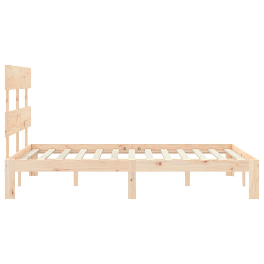 vidaXL Estructura de cama de matrimonio con cabecero madera maciza