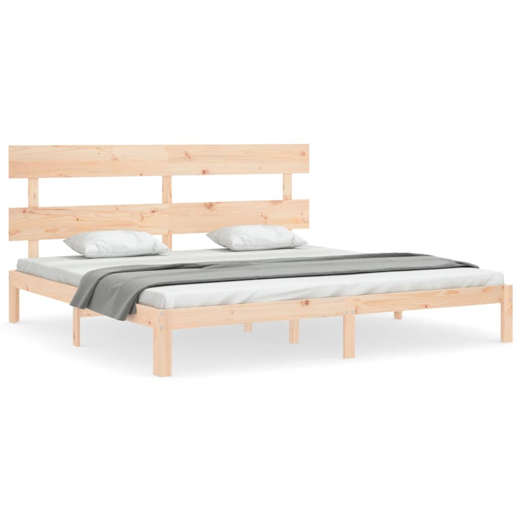 vidaXL Estructura de cama de matrimonio con cabecero madera maciza