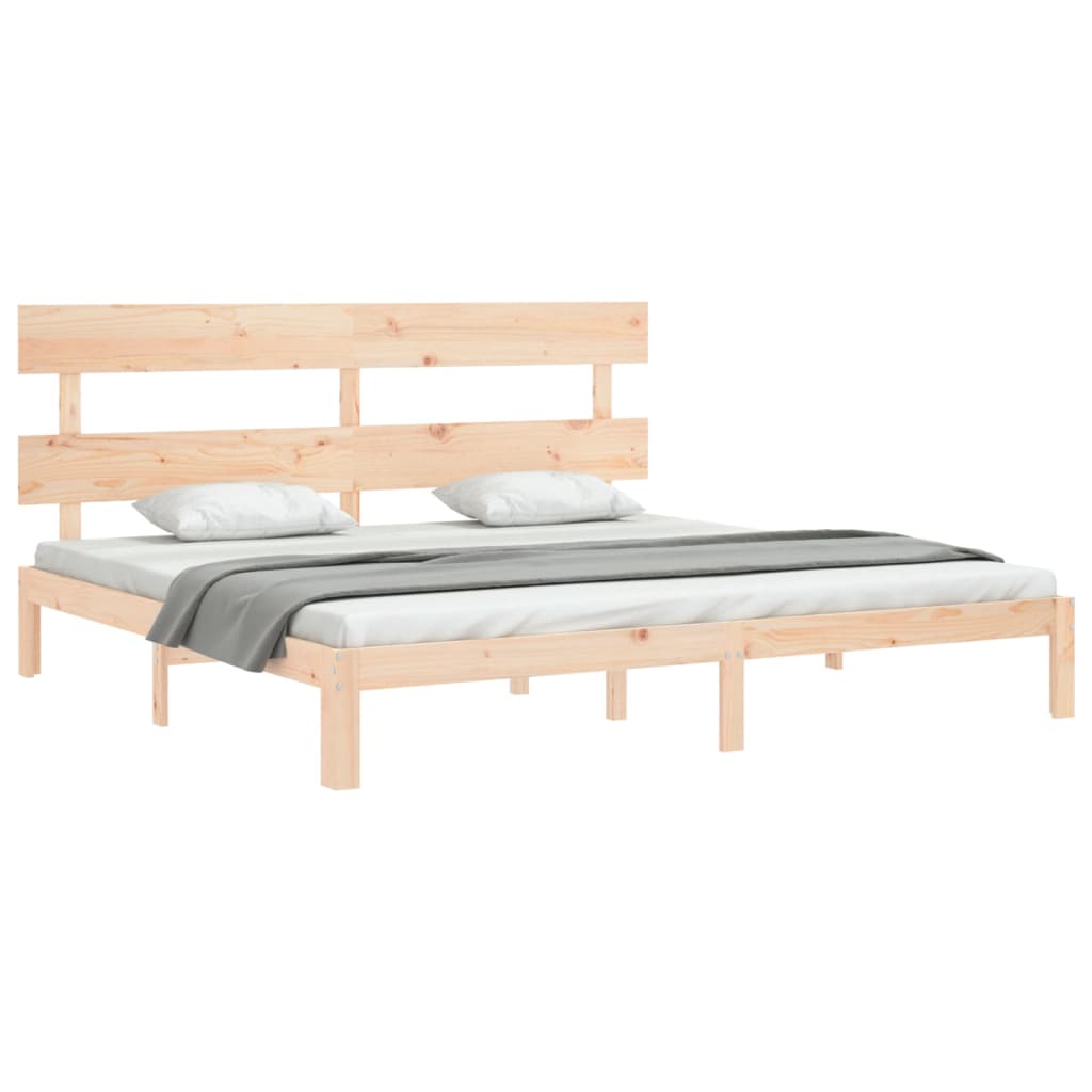 vidaXL Estructura de cama de matrimonio con cabecero madera maciza