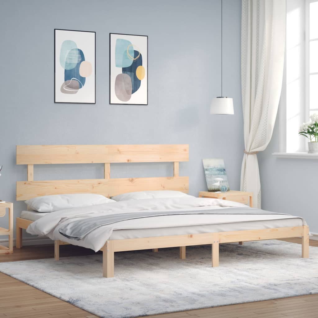 vidaXL Estructura de cama de matrimonio con cabecero madera maciza