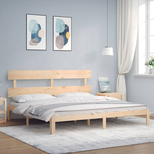 vidaXL Estructura de cama de matrimonio con cabecero madera maciza