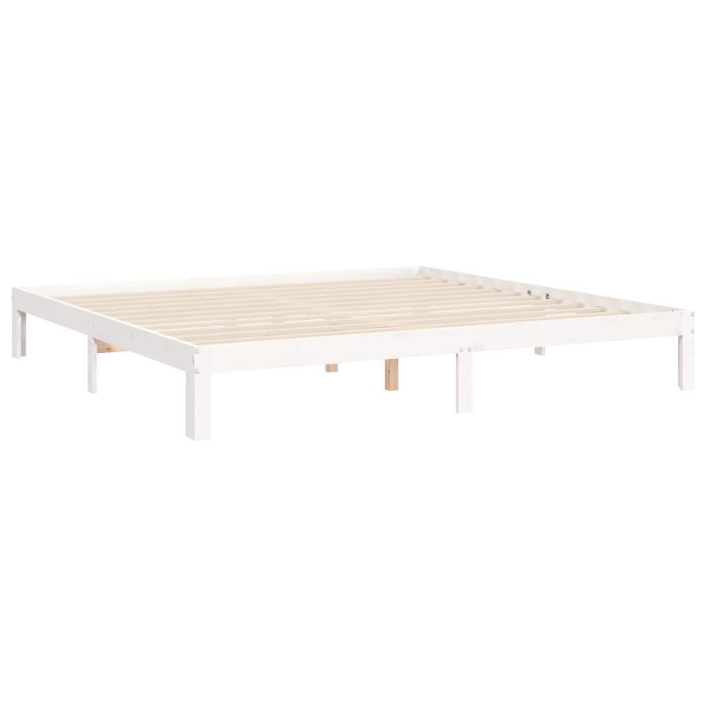 vidaXL Estructura cama de matrimonio con cabecero madera maciza blanco