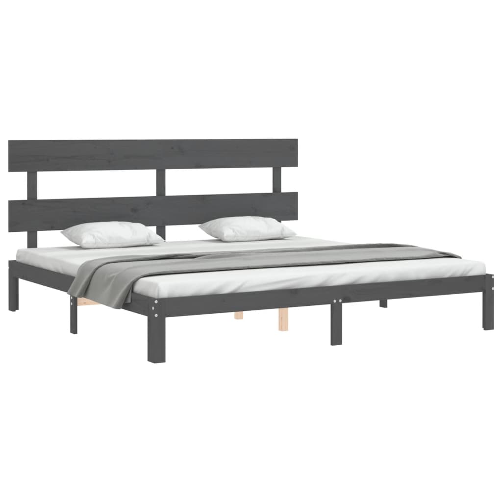 vidaXL Estructura de cama con cabecero madera maciza gris 200x200cm