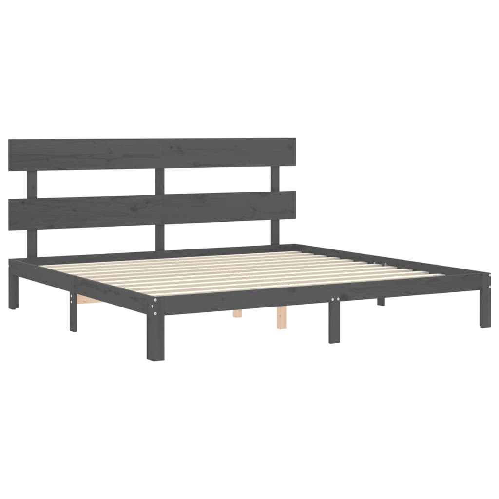 vidaXL Estructura de cama con cabecero madera maciza gris 200x200cm