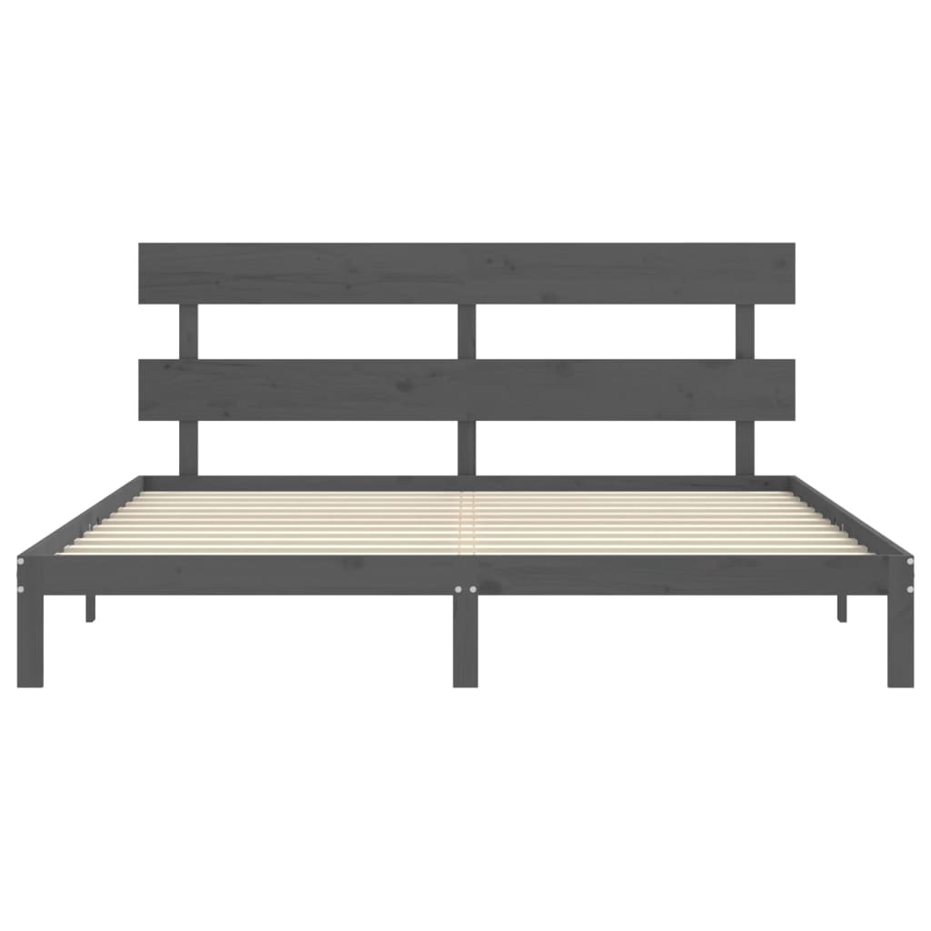 vidaXL Estructura de cama con cabecero madera maciza gris 200x200cm