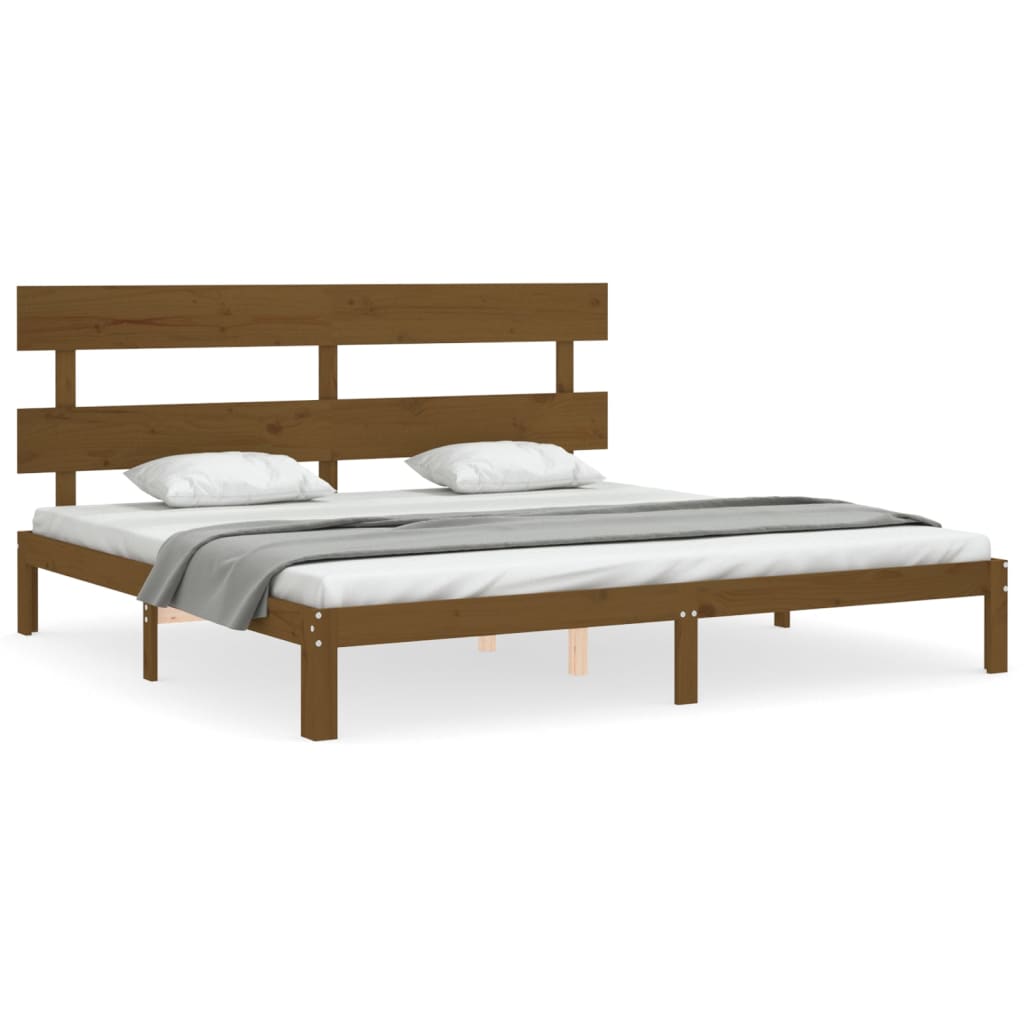 vidaXL Estructura cama y cabecero madera maciza marrón miel 200x200 cm