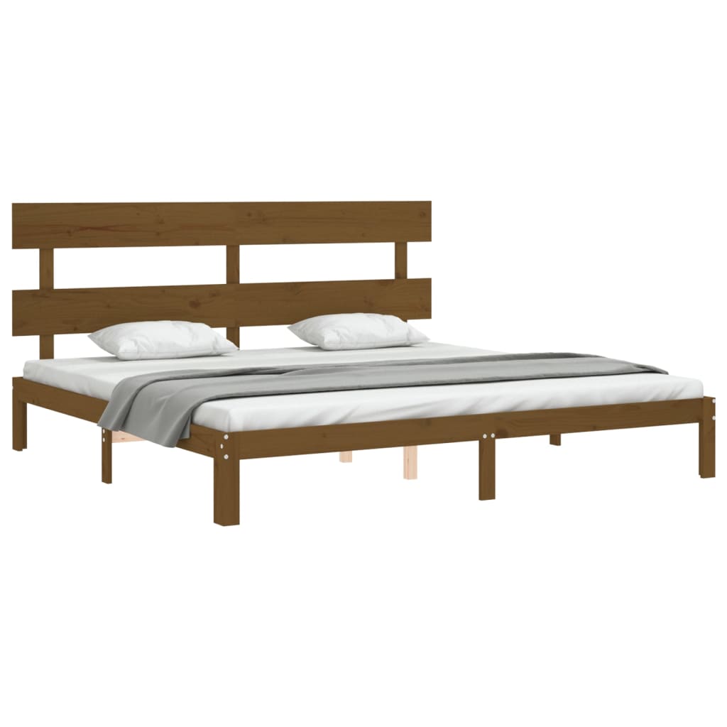 vidaXL Estructura cama y cabecero madera maciza marrón miel 200x200 cm