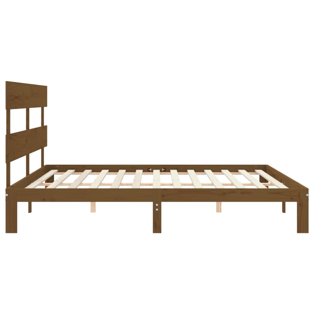 vidaXL Estructura cama y cabecero madera maciza marrón miel 200x200 cm