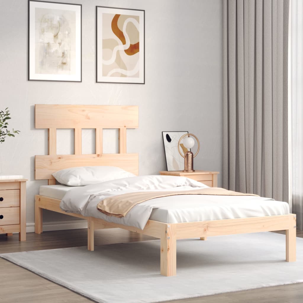 vidaXL Estructura de cama con cabecero madera maciza