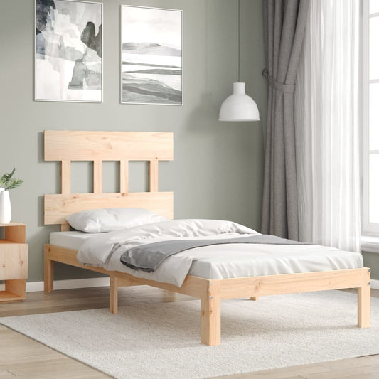 vidaXL Estructura de cama con cabecero madera maciza