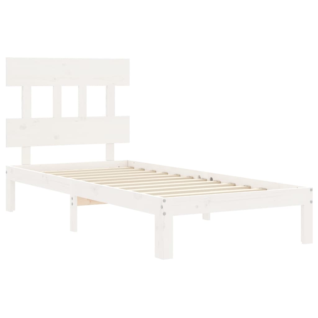 vidaXL Estructura de cama con cabecero madera maciza blanco