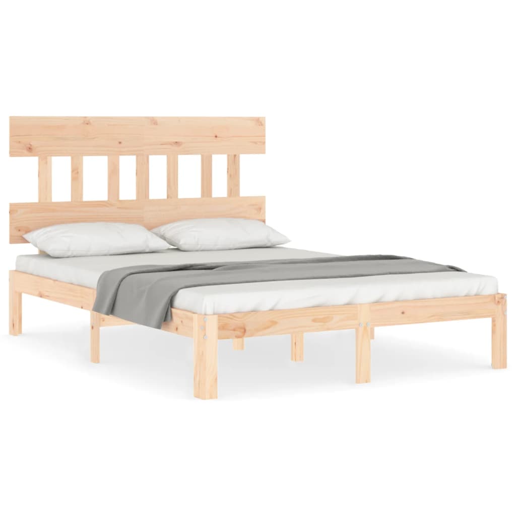 vidaXL Estructura de cama de matrimonio con cabecero madera maciza