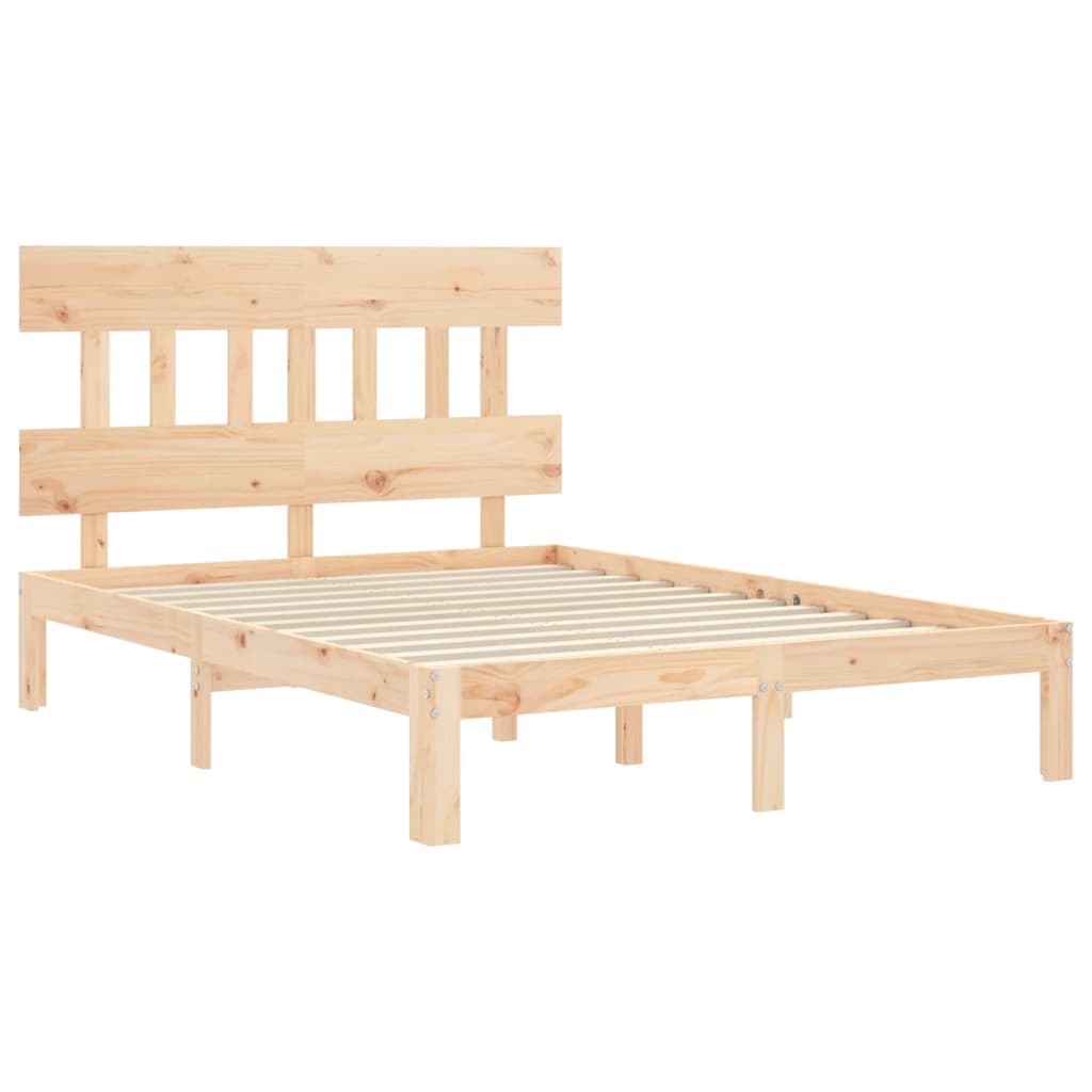 vidaXL Estructura de cama de matrimonio con cabecero madera maciza