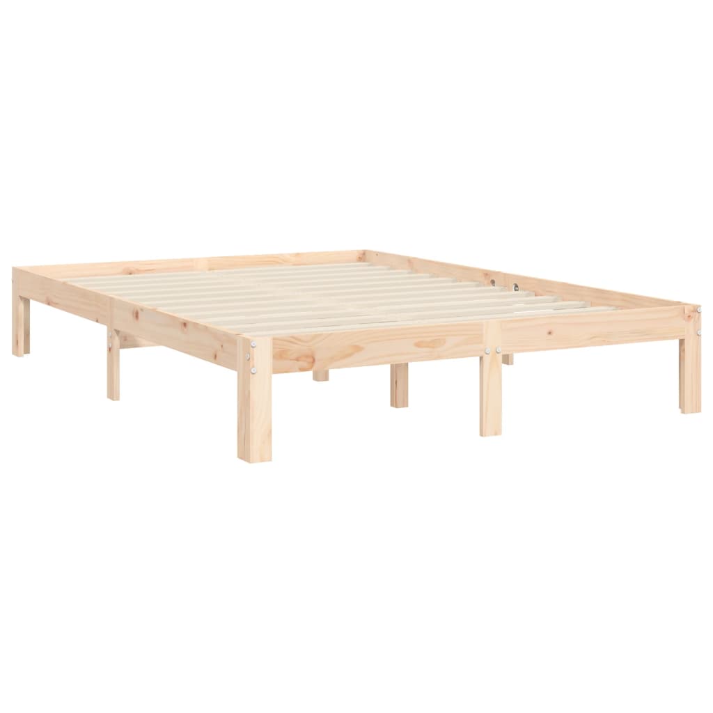 vidaXL Estructura de cama de matrimonio con cabecero madera maciza