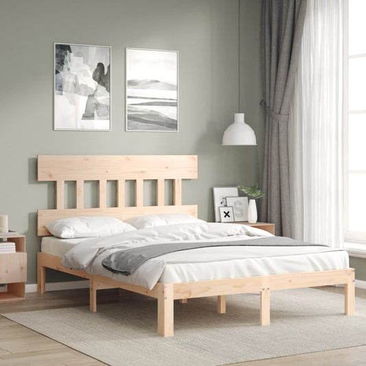 vidaXL Estructura de cama de matrimonio con cabecero madera maciza