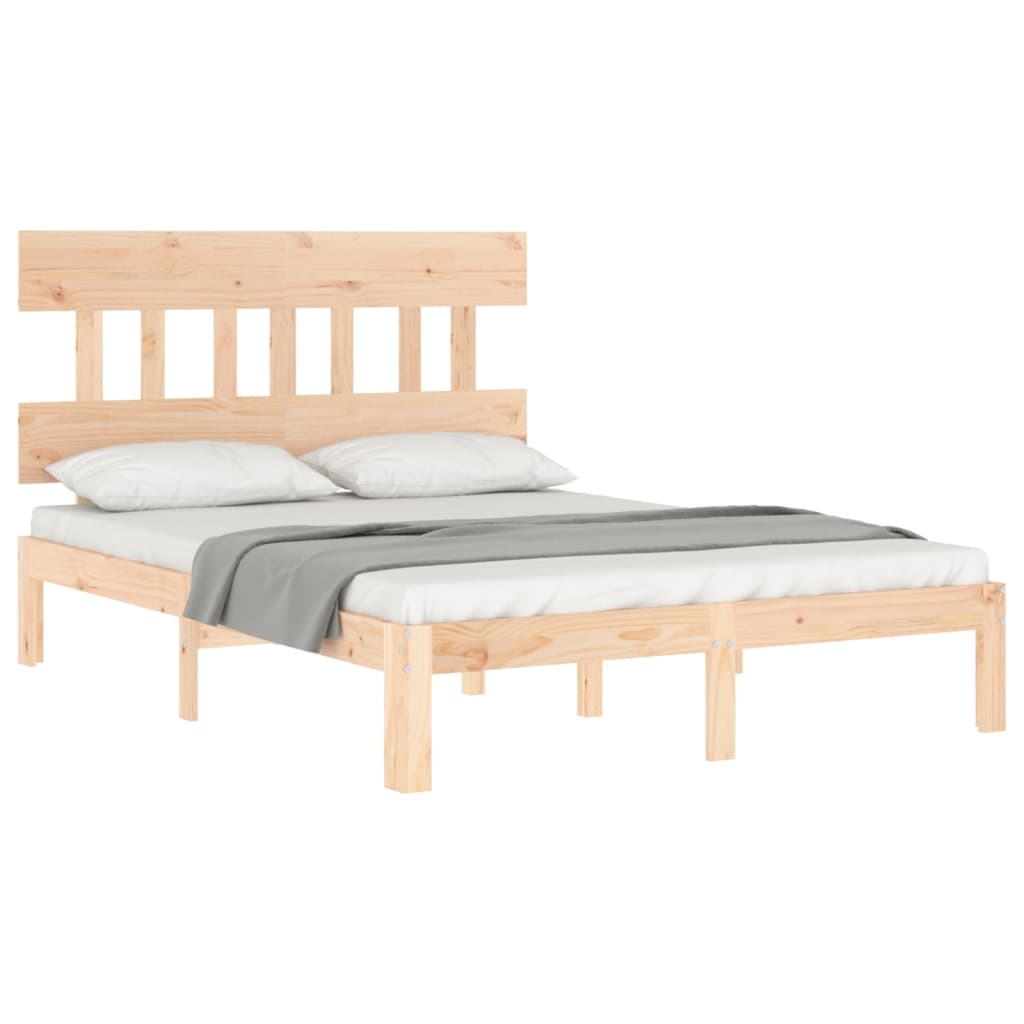 vidaXL Estructura de cama de matrimonio con cabecero madera maciza