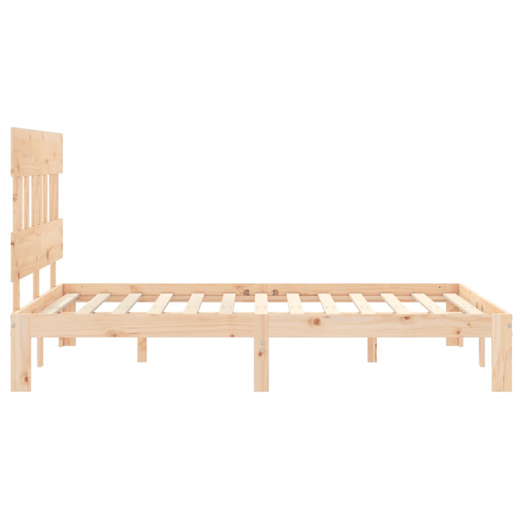 vidaXL Estructura de cama de matrimonio con cabecero madera maciza