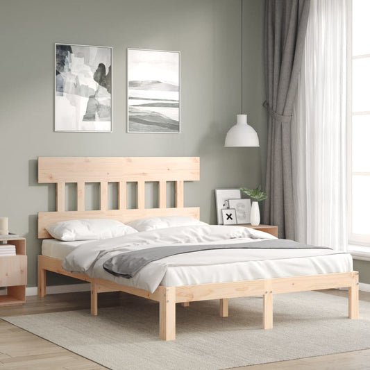 vidaXL Estructura de cama de matrimonio con cabecero madera maciza