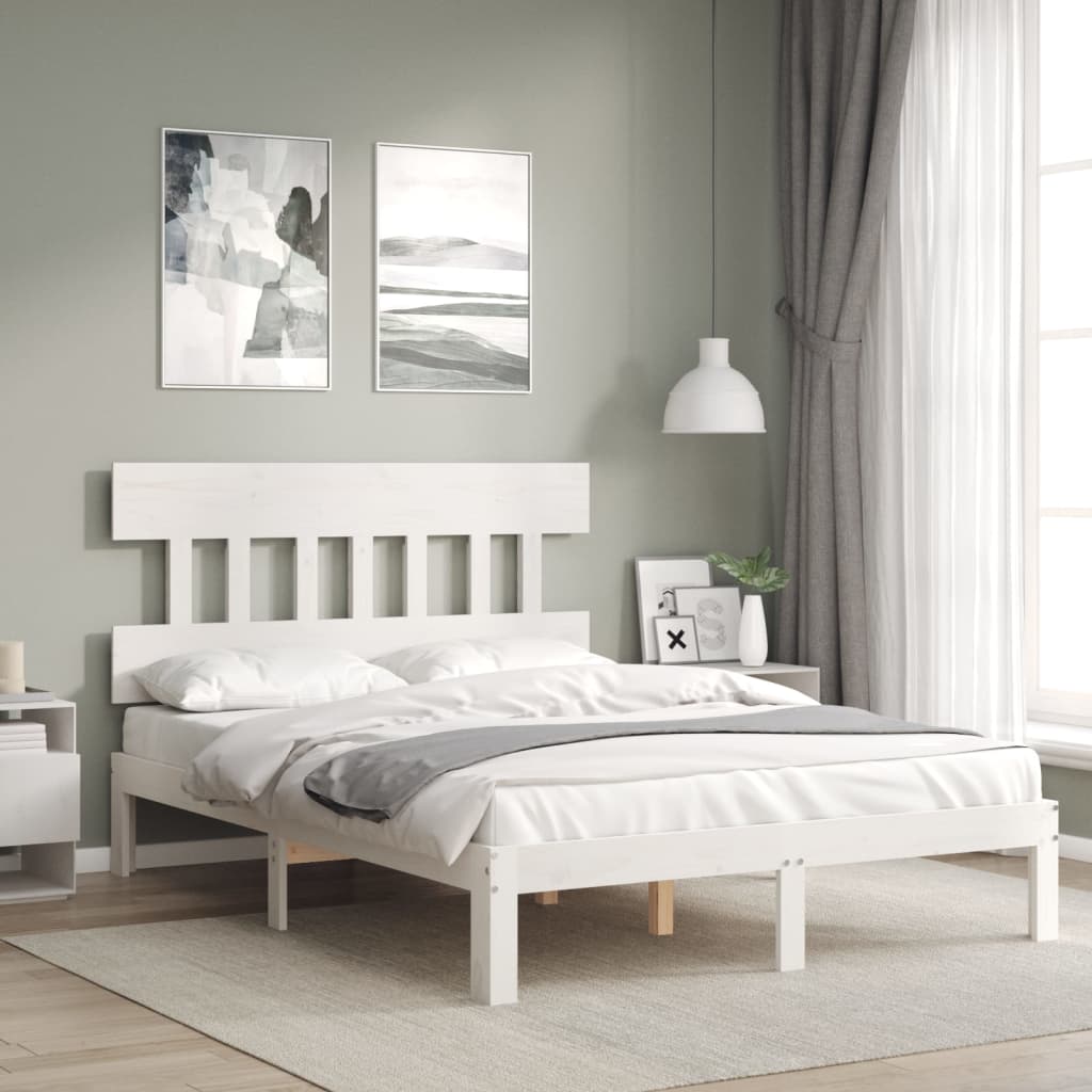 vidaXL Estructura de cama sin colchón madera de pino blanca 120x200 cm