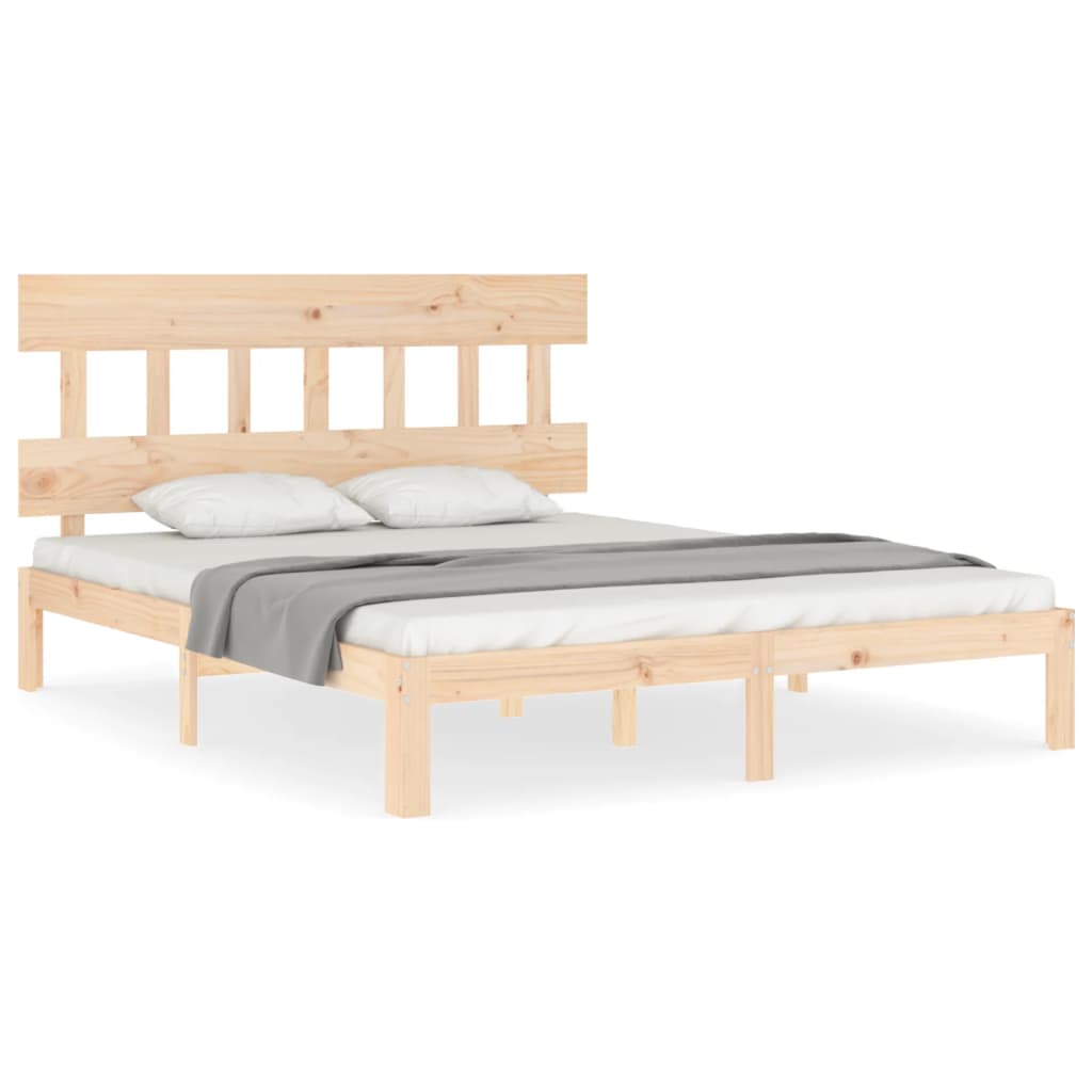 vidaXL Estructura de cama de matrimonio con cabecero madera maciza