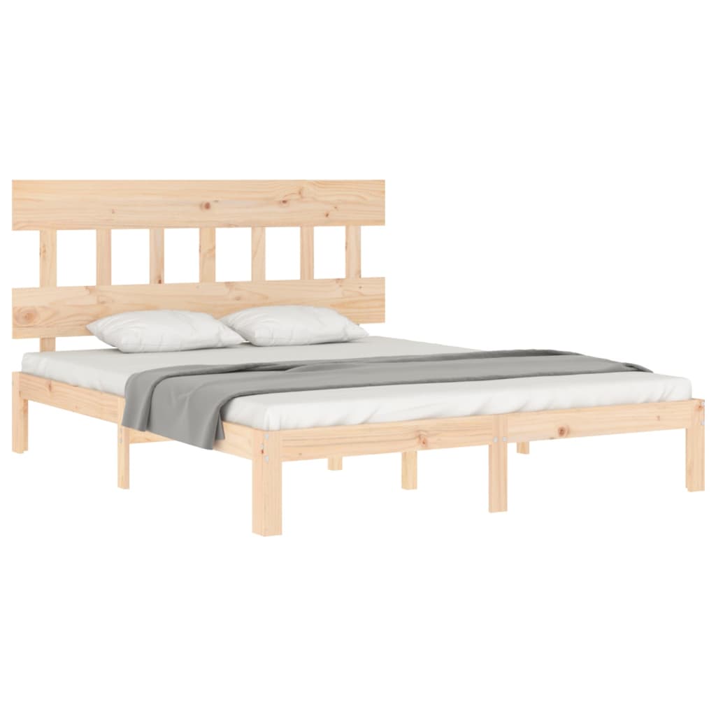 vidaXL Estructura de cama de matrimonio con cabecero madera maciza