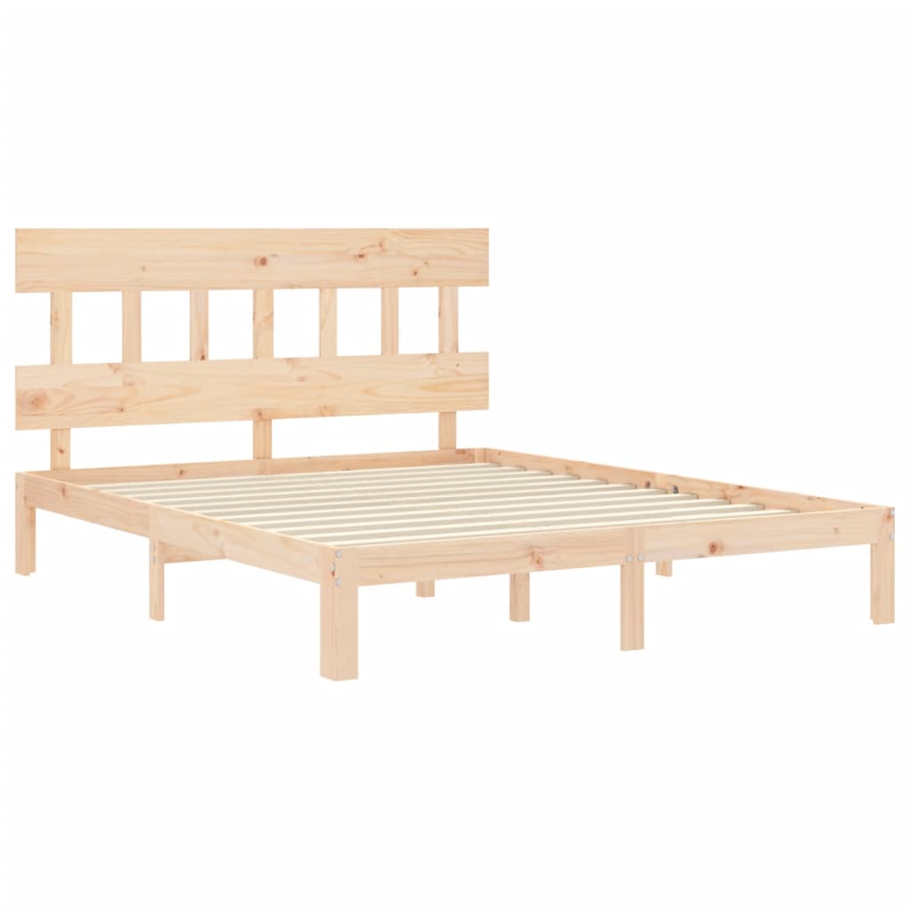 vidaXL Estructura de cama de matrimonio con cabecero madera maciza