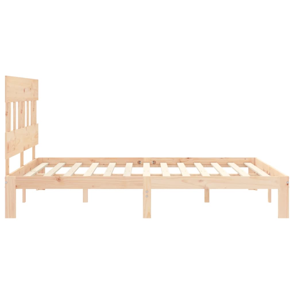 vidaXL Estructura de cama de matrimonio con cabecero madera maciza