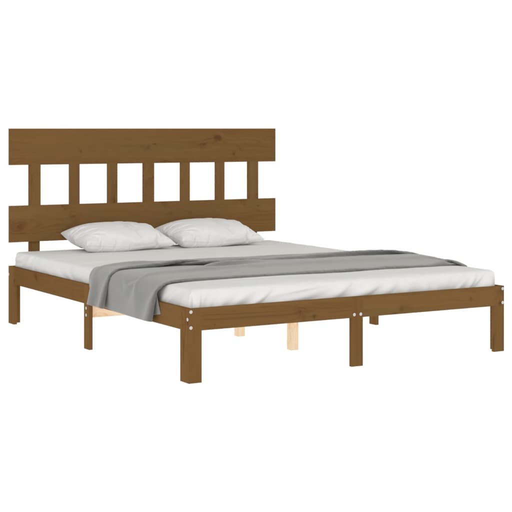 vidaXL Estructura de cama con cabecero madera marrón miel 160x200 cm